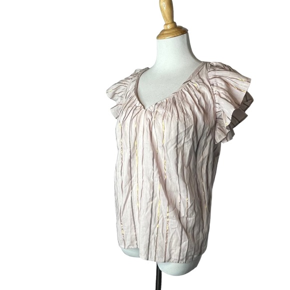 La Vie Rebecca Taylor' Lurex Metallic Stripe Top in Faded Lilac S - Picture 7 of 16